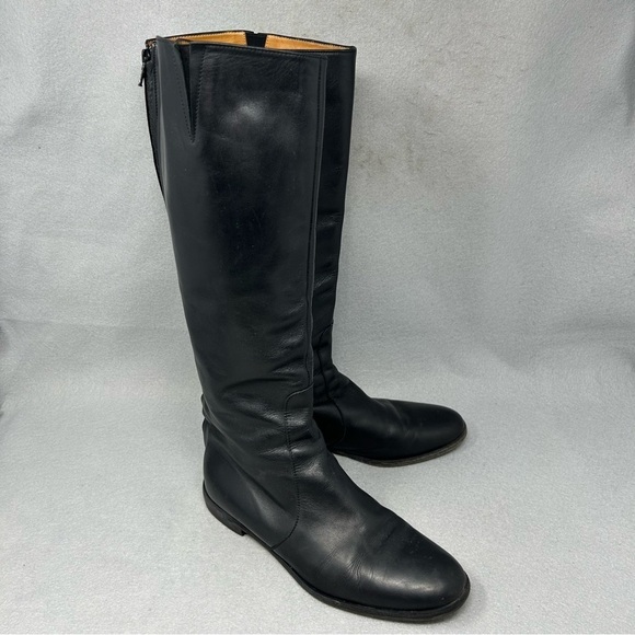 BARNEYS NEW YORK  Riding Boots Black Leather size EU 37/US 7 made in Italy - Picture 1 of 13